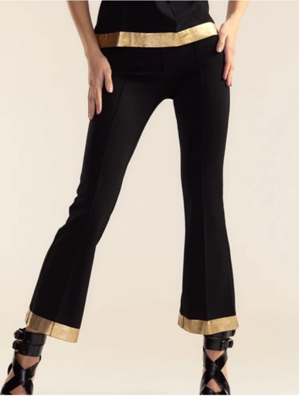 Cynthia Rowley Athena Gold Hem Cropped Pants NWT Size 2